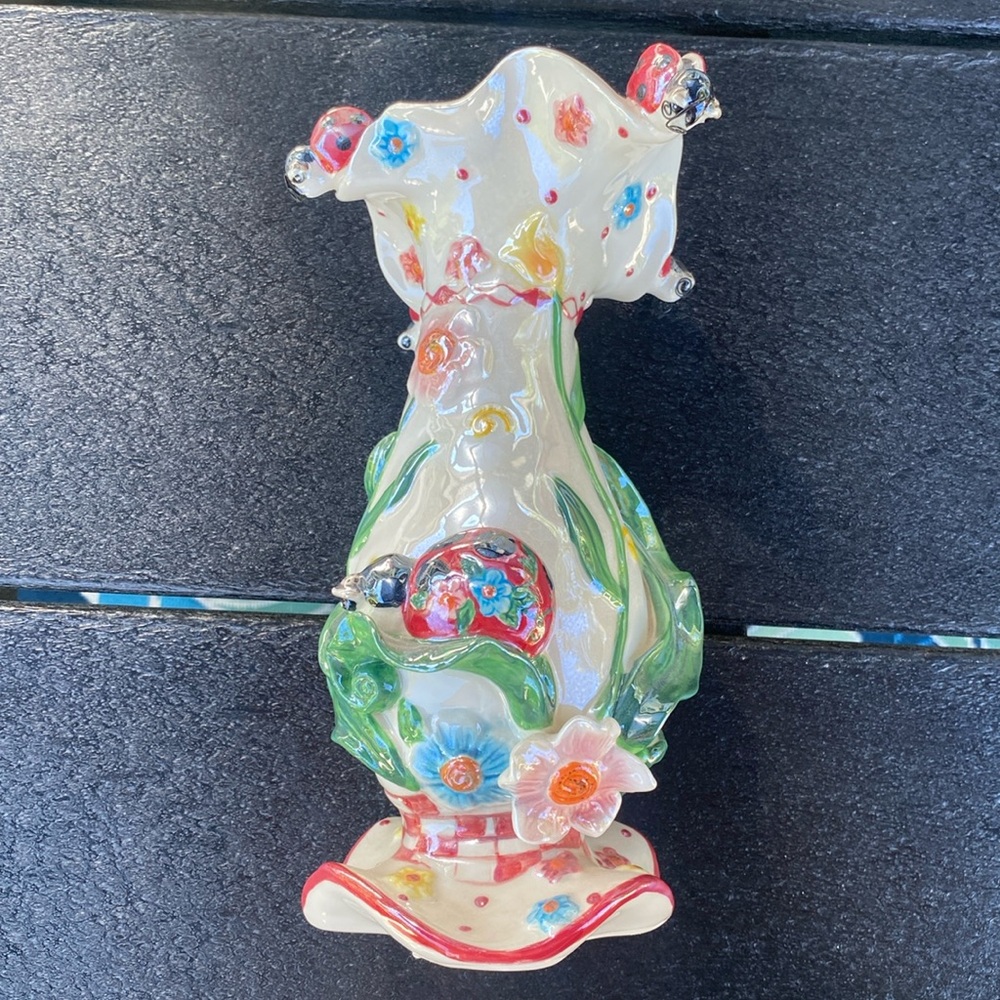 Ladybug Vase with iridescent glaze